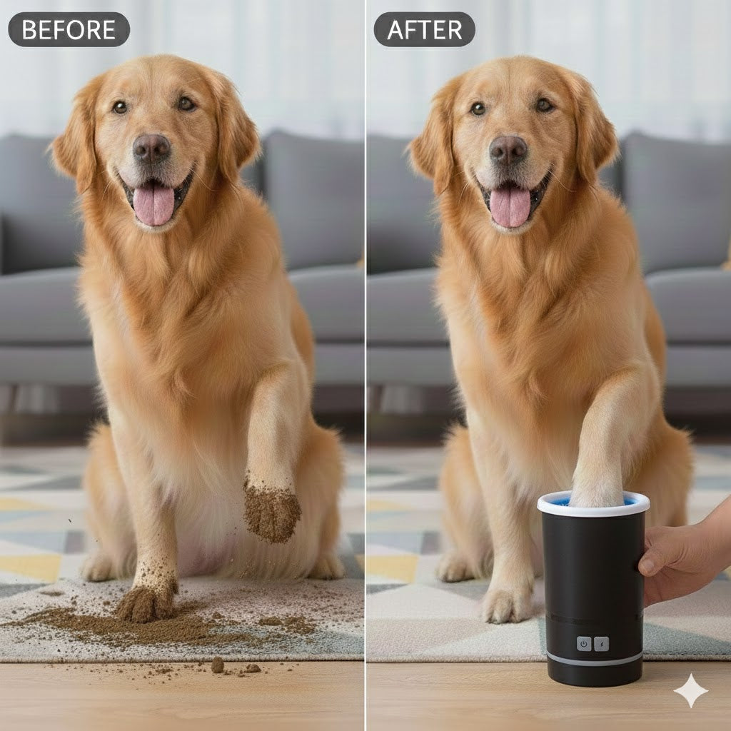 Automatic Dog Paw Cleaner Cup – Electric Mud & Dirt Remover for Dogs
