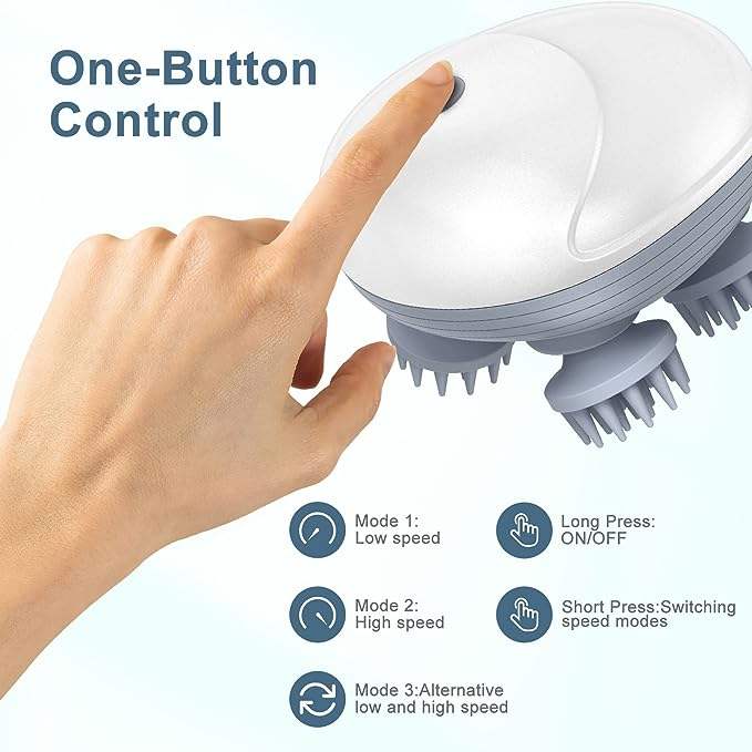 Upgraded Handheld Pet Massager – 4 Rotating Heads | Electric Dog & Cat Massager