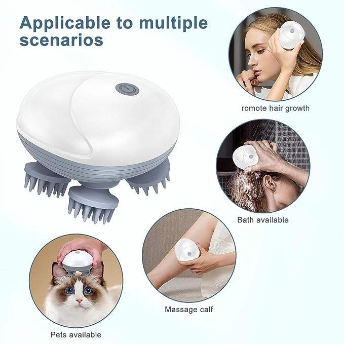 Upgraded Handheld Pet Massager – 4 Rotating Heads | Electric Dog & Cat Massager