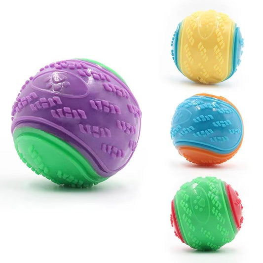 Bite-Resistant Pet Chew Ball – Tennis Shape Squeaky Toy